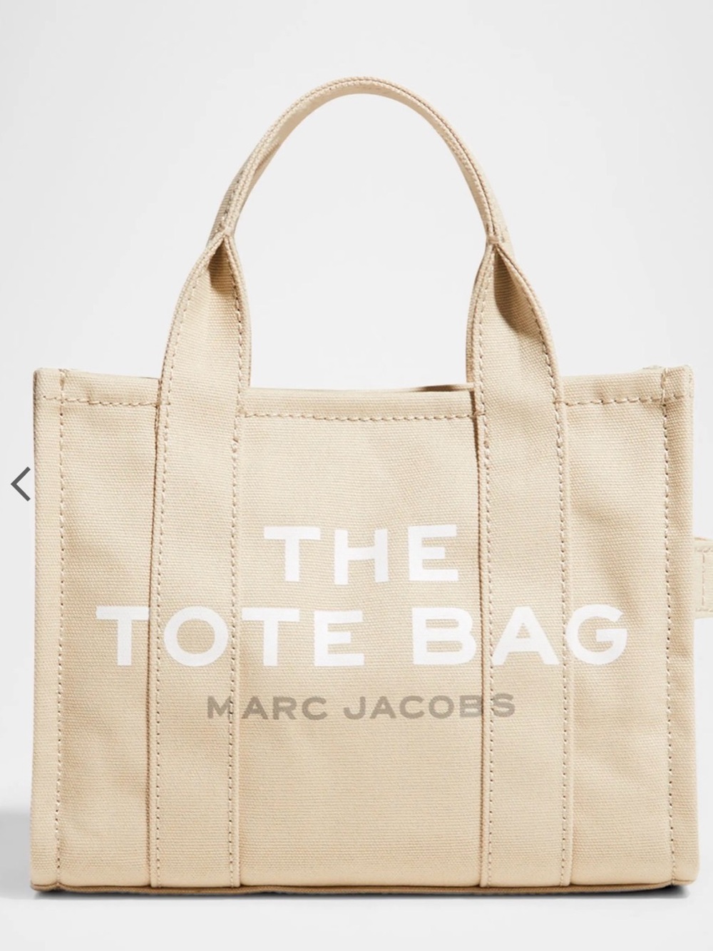 Marc Jacobs The Tote Bag Beige with Black Strap-Zipper Enclosure-Medium-Travel - Picture 2 of 12